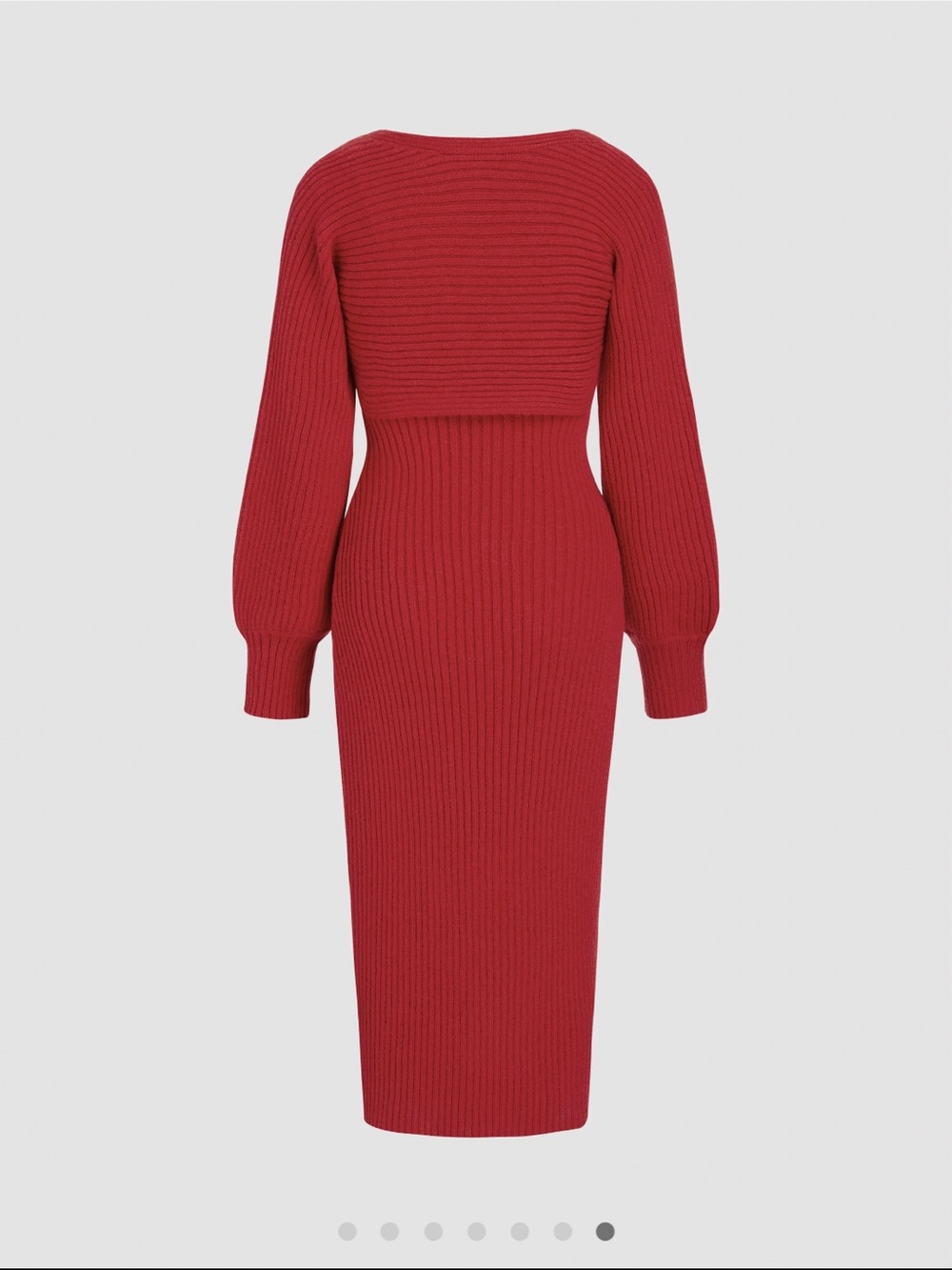 Cider Red Ribbed Midi Dress with Sweetheart Neckline and Slit - Picture 4 of 5
